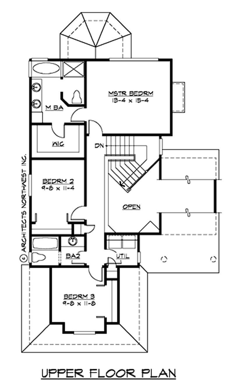 Floor Plan Second Story of Craftsman Plan #115-1083