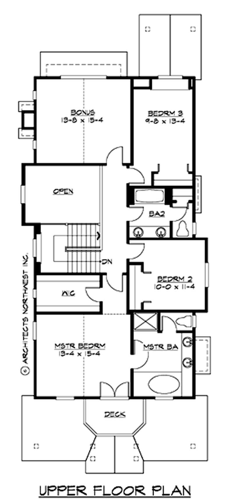 Floor Plan Second Story of Ranch Plan #115-1085