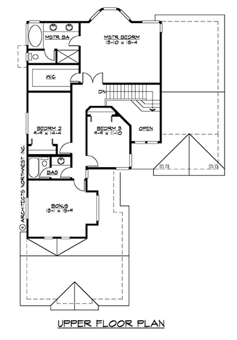 Floor Plan Second Story of Multi-Level Plan #115-1086