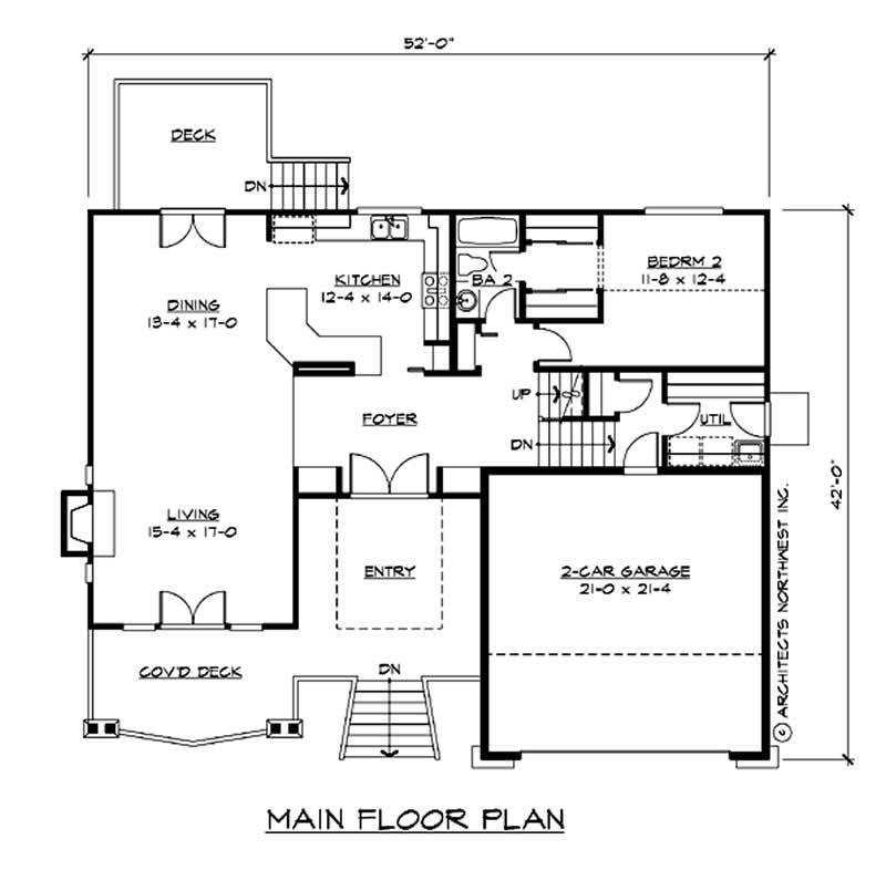 Floor Plan First Story of Multi-Level Plan #115-1087