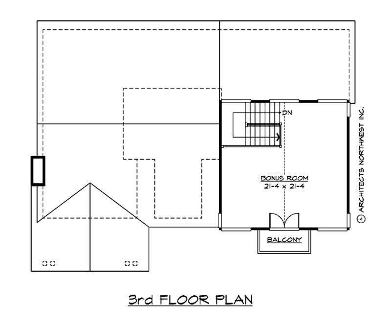 Floor Plan Third Story of Multi-Level Plan #115-1087