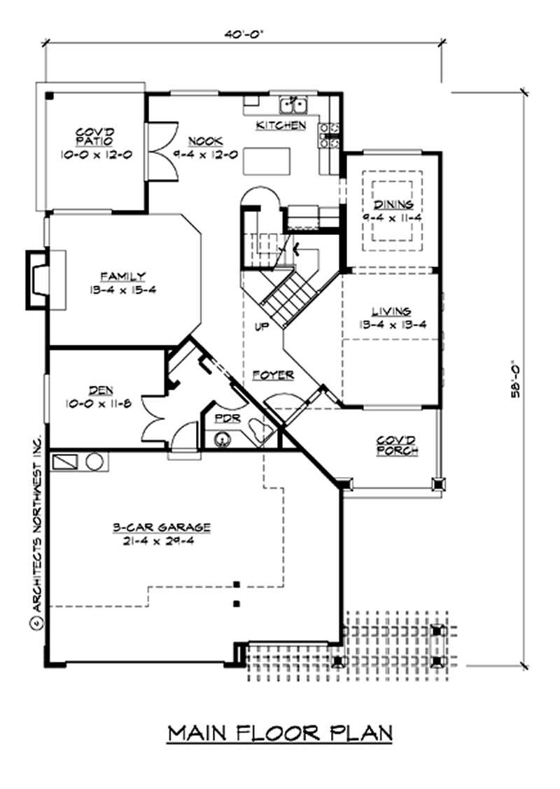 Floor Plan First Story of Multi-Level Plan #115-1088