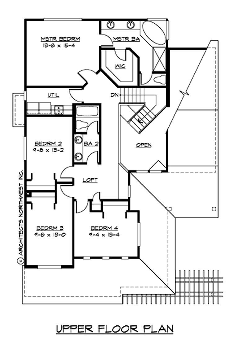 Floor Plan Second Story of Multi-Level Plan #115-1088