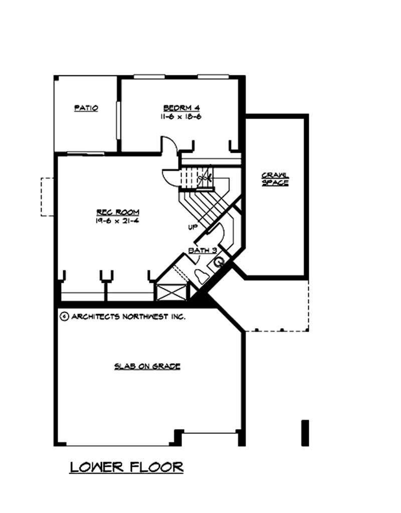 Floor Plan Basement of Multi-Level Plan #115-1090
