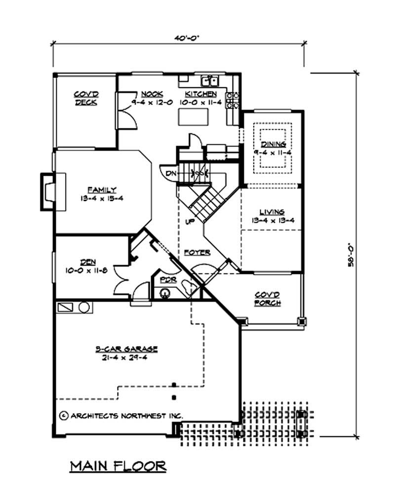 Floor Plan First Story of Multi-Level Plan #115-1090
