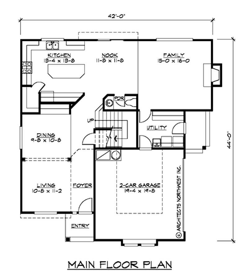 Floor Plan First Story of Multi-Level Plan #115-1091