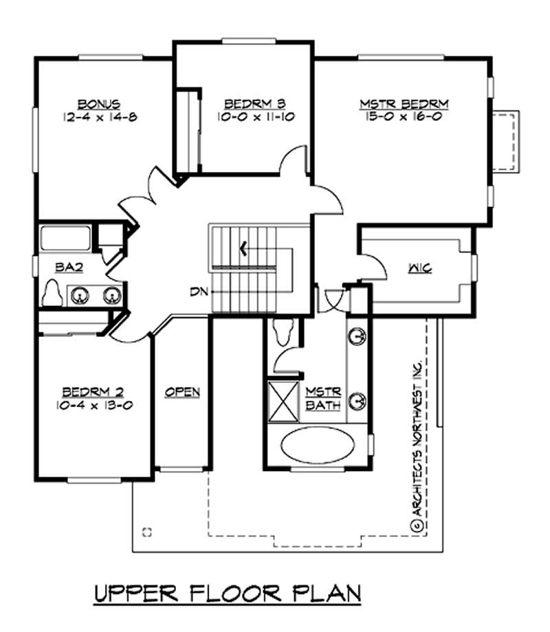 Floor Plan Second Story of Multi-Level Plan #115-1091