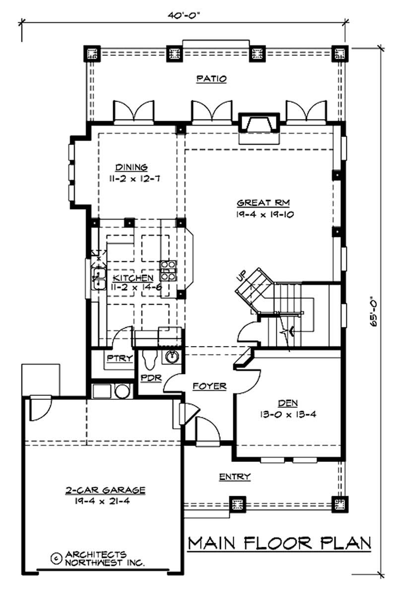 Floor Plan First Story of Ranch Plan #115-1092