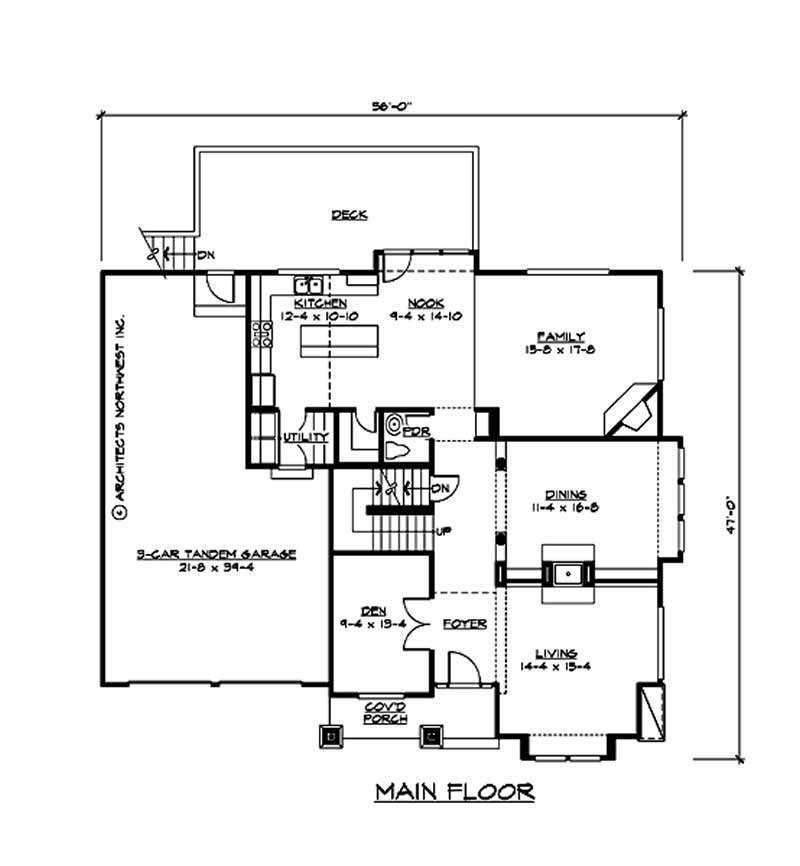 Floor Plan First Story of Ranch Plan #115-1095