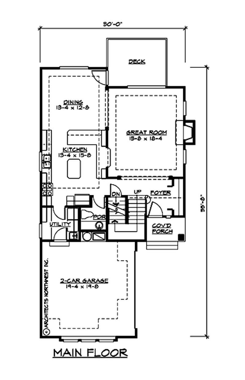 Floor Plan First Story of Multi-Level Plan #115-1098