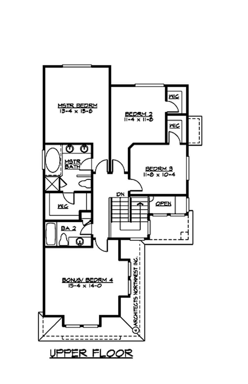 Floor Plan Second Story of Multi-Level Plan #115-1098