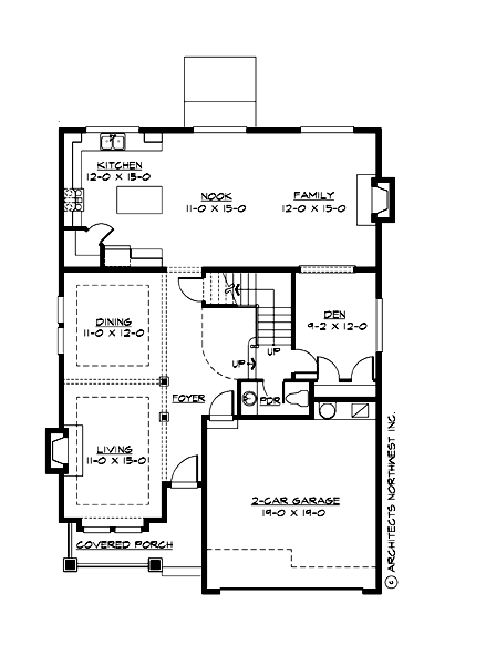 Floor Plan First Story of Ranch Plan #115-1099