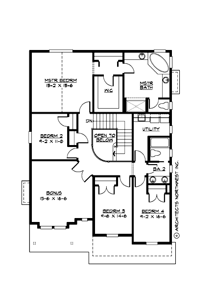 Floor Plan Second Story of Ranch Plan #115-1099