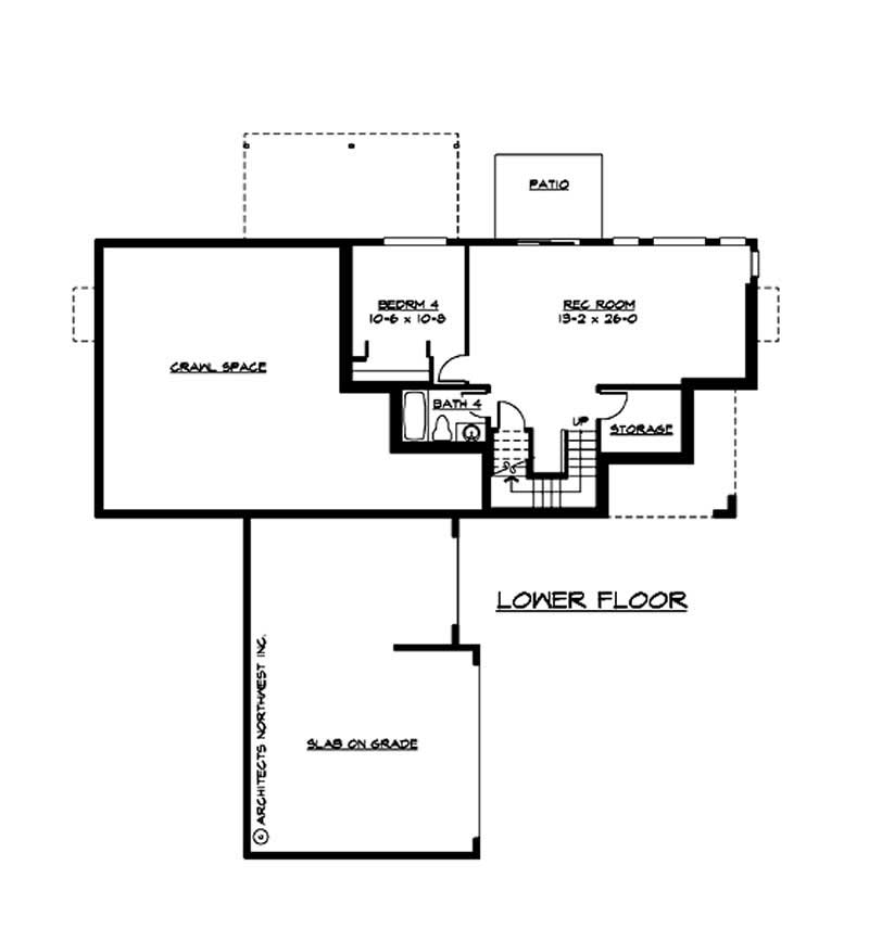 Floor Plan Basement of Craftsman Plan #115-1105
