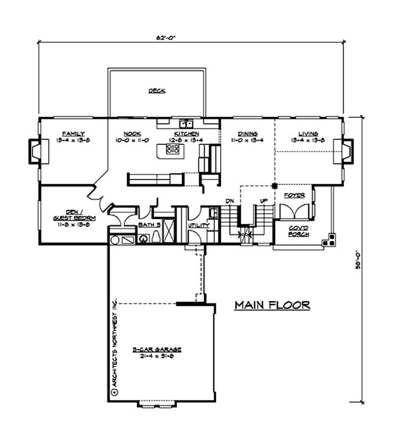 Floor Plan First Story of Craftsman Plan #115-1105