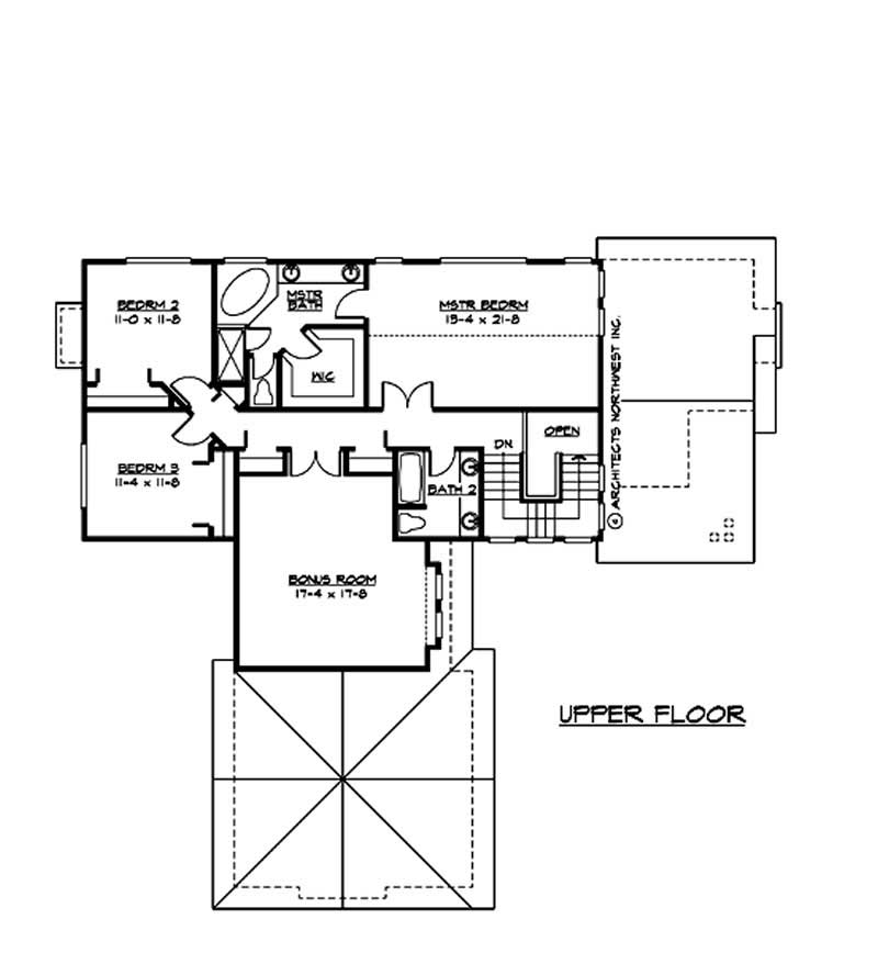 Floor Plan Second Story of Craftsman Plan #115-1105