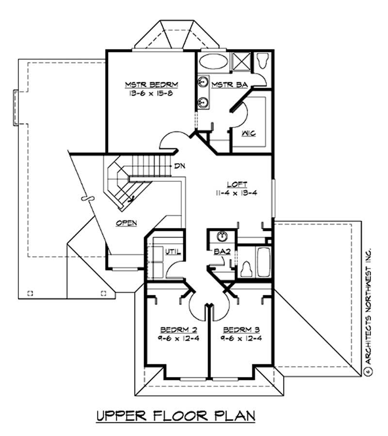 Floor Plan Second Story of Ranch Plan #115-1108