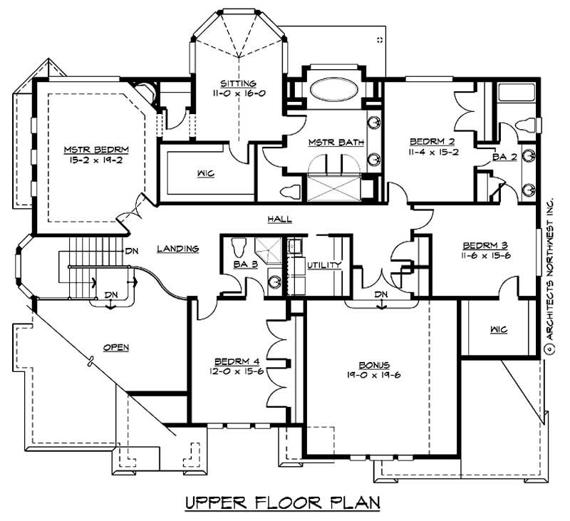 Floor Plan Second Story of Craftsman Plan #115-1109