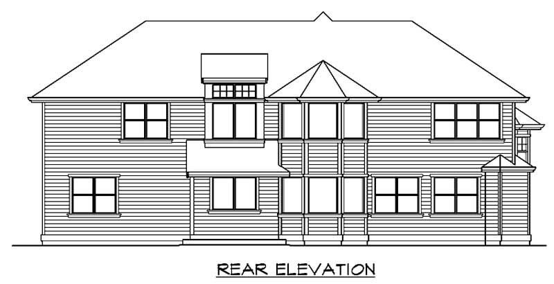 Home Plan Rear Elevation of this 4-Bedroom,4590 Sq Ft Plan -115-1109