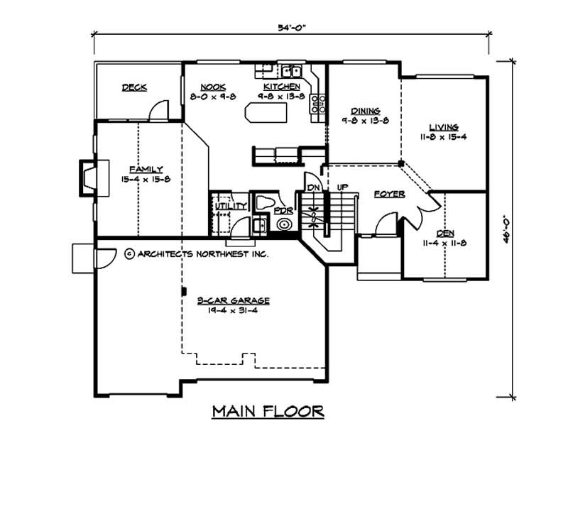 Floor Plan First Story of European Plan #115-1110