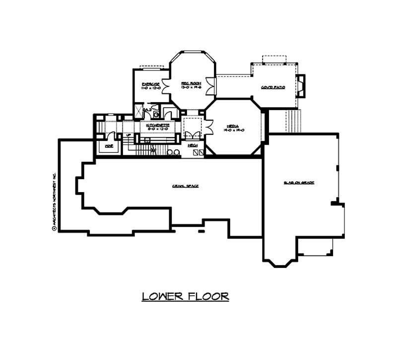 Floor Plan Basement of Country Plan #115-1112