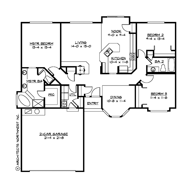 Floor Plan First Story of Ranch Plan #115-1113