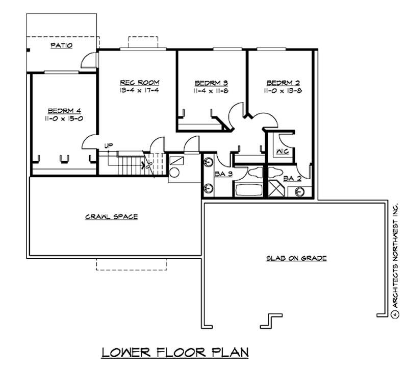 Floor Plan Basement of Craftsman Plan #115-1117