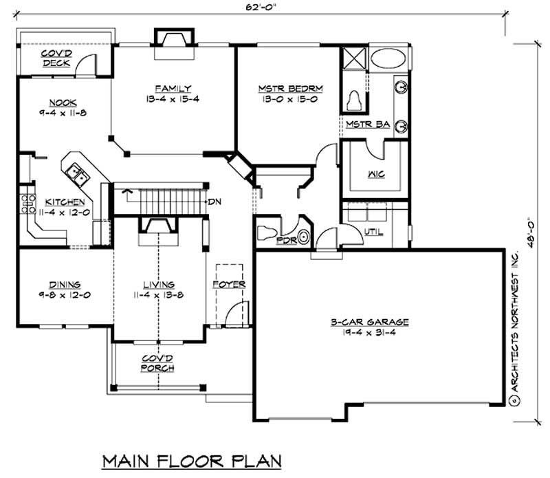Floor Plan First Story of Craftsman Plan #115-1117