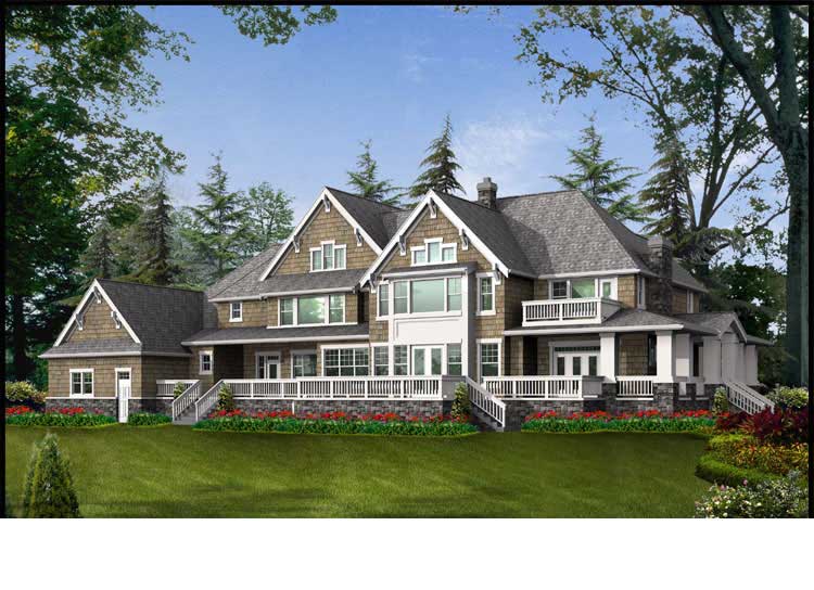 Home Plan Rear Elevation of this 4-Bedroom,7425 Sq Ft Plan -115-1120