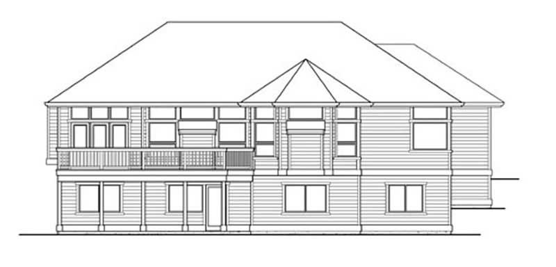 Home Plan Rear Elevation of this 4-Bedroom,3170 Sq Ft Plan -115-1122
