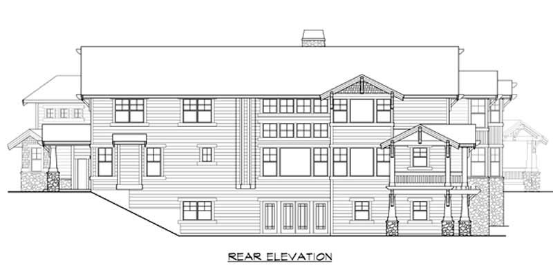 Home Plan Rear Elevation of this 5-Bedroom,6680 Sq Ft Plan -115-1123