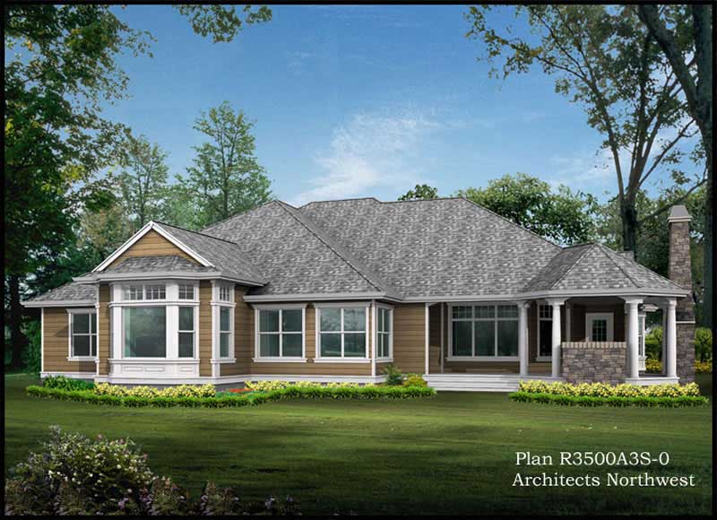 Home Plan Rear Elevation of this 4-Bedroom,3500 Sq Ft Plan -115-1124