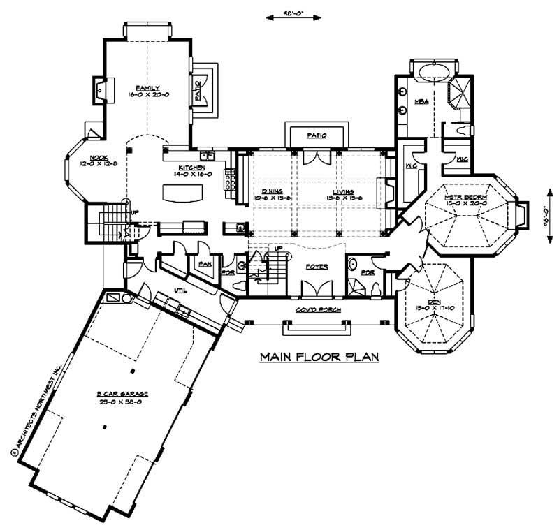 Floor Plan First Story of Luxury Plan #115-1125