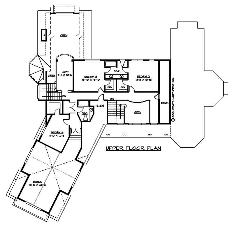 Floor Plan Second Story of Luxury Plan #115-1125