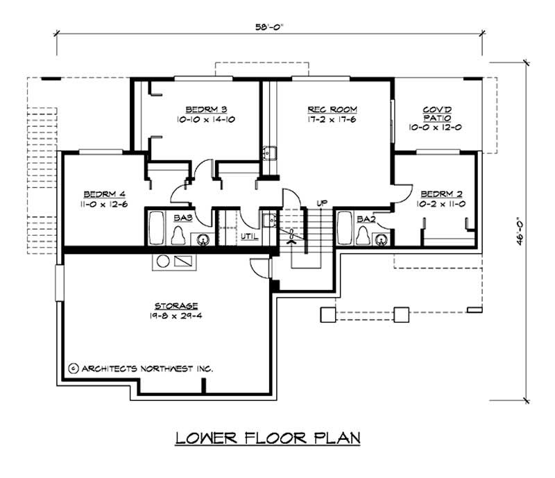 Floor Plan Basement of European Plan #115-1126