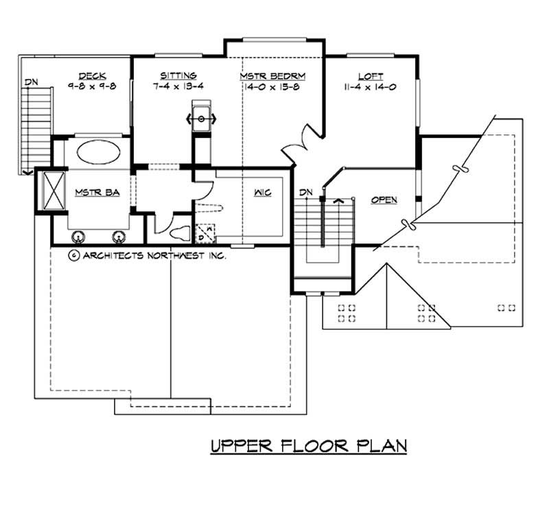 Floor Plan Second Story of European Plan #115-1126