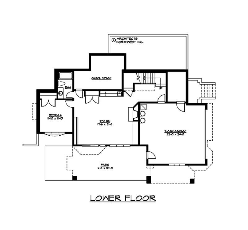 Floor Plan Basement of Multi-Level Plan #115-1127