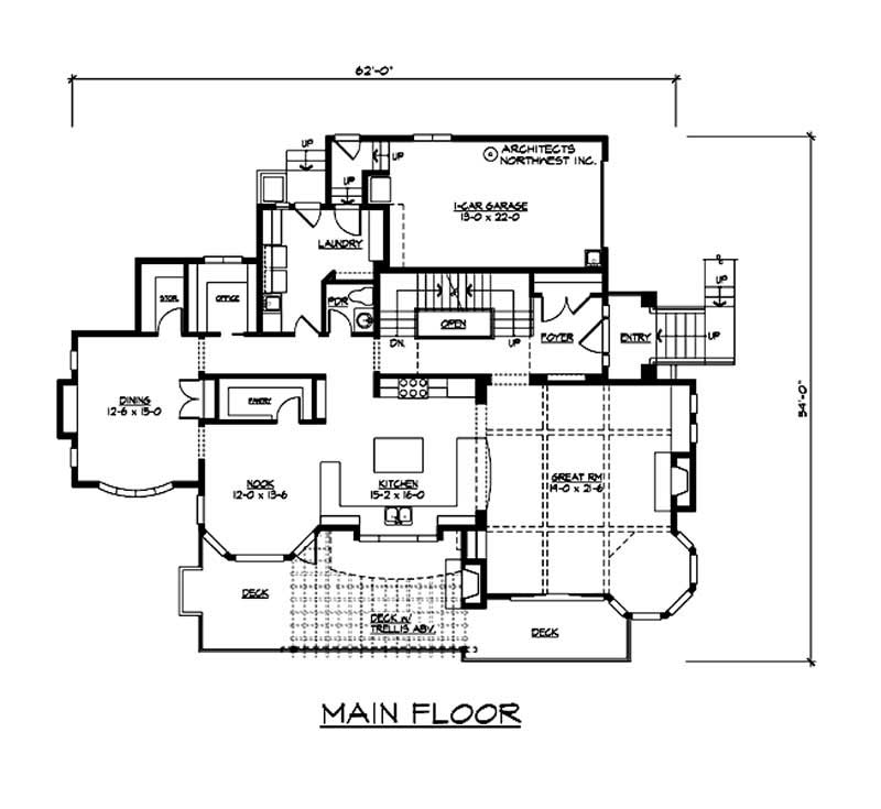Floor Plan First Story of Multi-Level Plan #115-1127