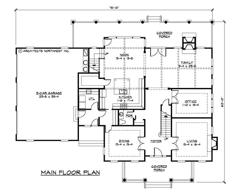 Floor Plan First Story of Colonial Plan #115-1128