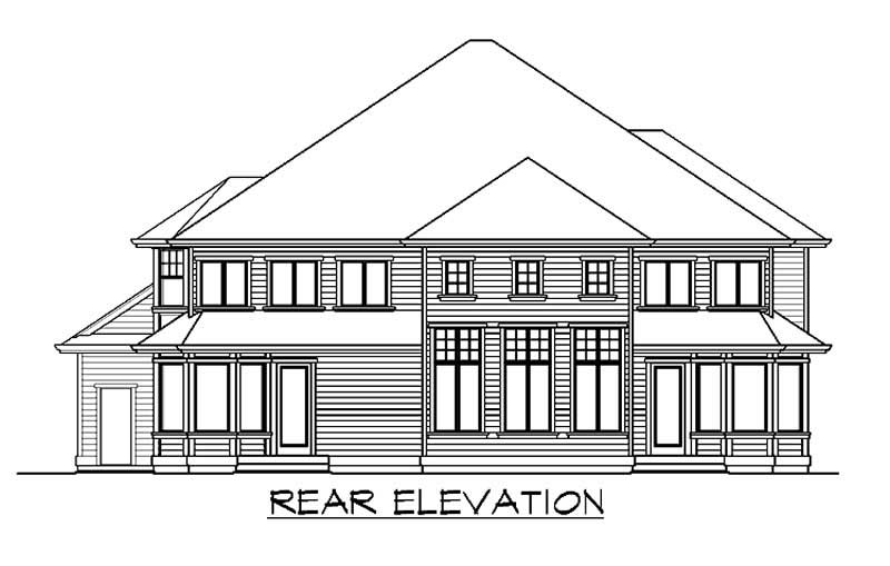 Home Plan Rear Elevation of this 4-Bedroom,4370 Sq Ft Plan -115-1129
