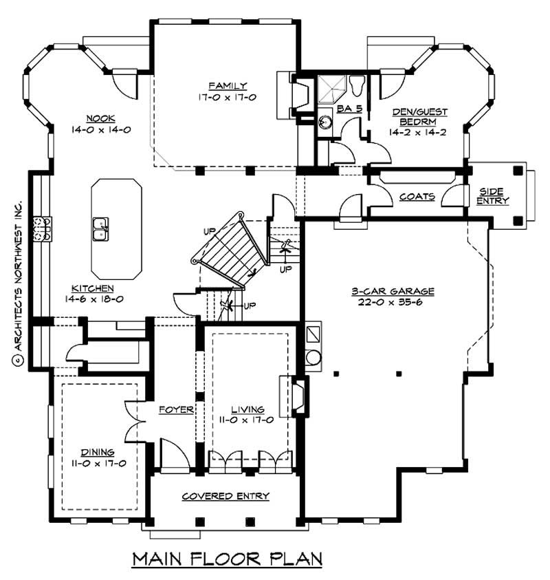 Floor Plan First Story of European Plan #115-1129