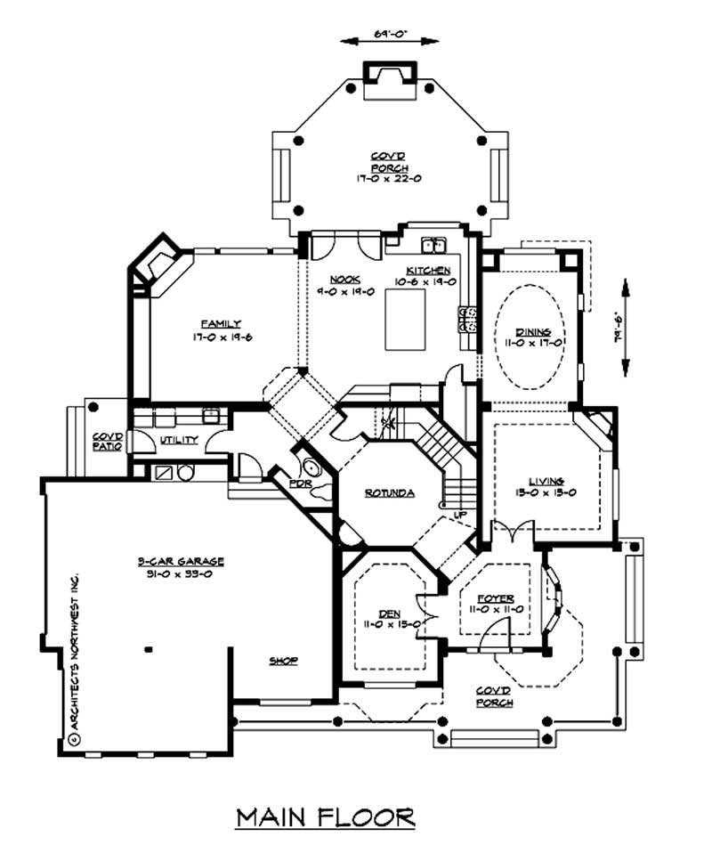 Floor Plan First Story of Victorian Plan #115-1130