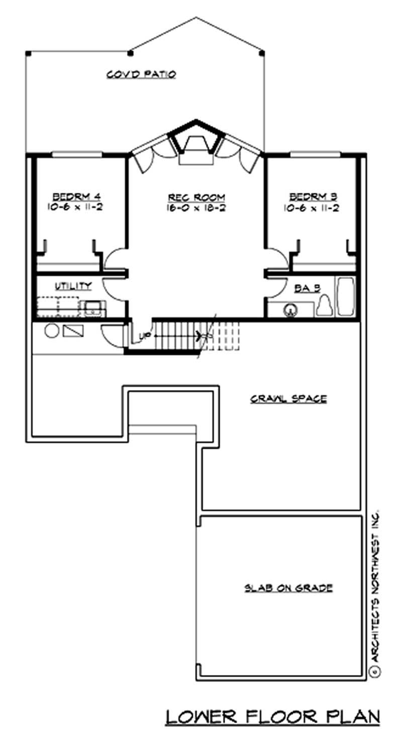 Floor Plan Basement of Log Cabin Plan #115-1131