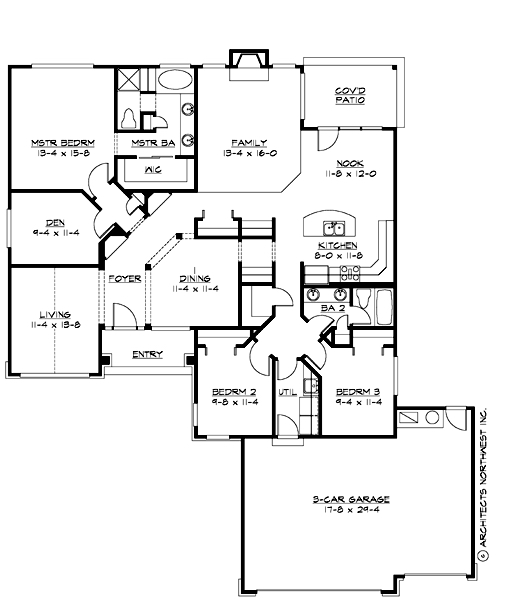 Floor Plan First Story of Ranch Plan #115-1133