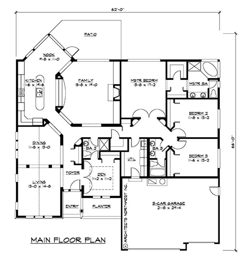 Floor Plan First Story of Ranch Plan #115-1134