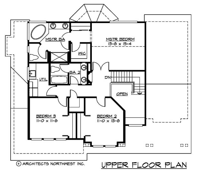 Floor Plan Second Story of Country Plan #115-1135