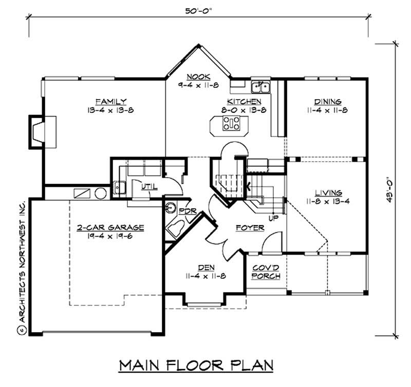 Floor Plan First Story of Country Plan #115-1136
