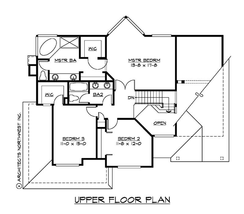 Floor Plan Second Story of Country Plan #115-1136