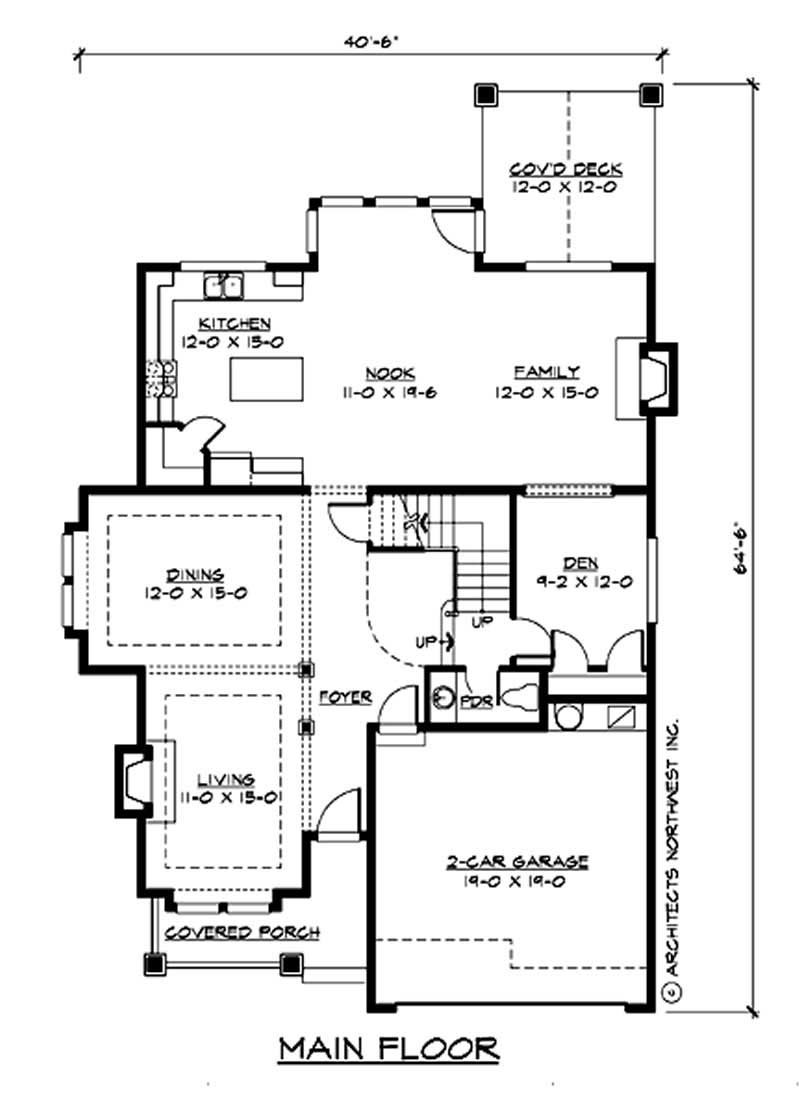 Floor Plan First Story of Ranch Plan #115-1139