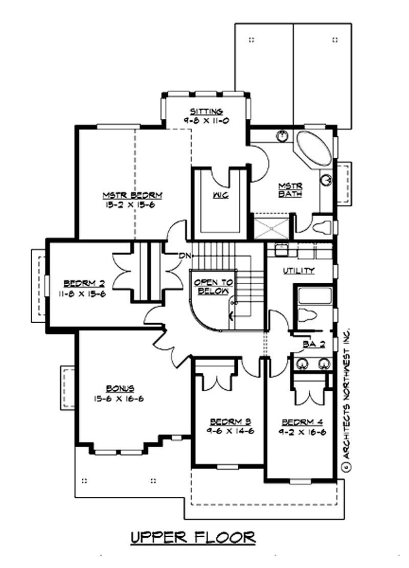 Floor Plan Second Story of Ranch Plan #115-1139
